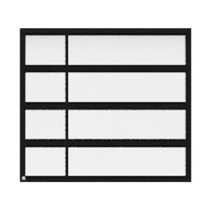 Tableau Kanban noir et blanc avec cinq colonnes vierges pour la gestion des tâches et l'organisation de projets.