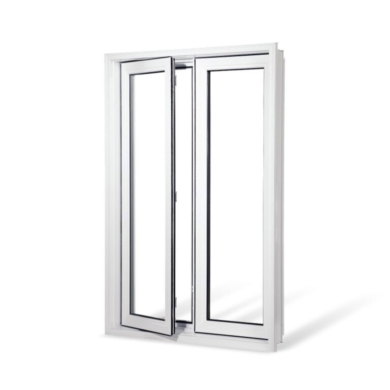 Fenêtre à battant blanche ouverte, design moderne et épuré pour éclairage optimal des intérieurs.