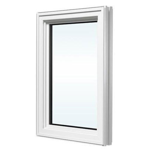 Fenêtre moderne en PVC blanc avec cadre épuré, idéale pour l'isolation et l'éclairage naturel intérieur.